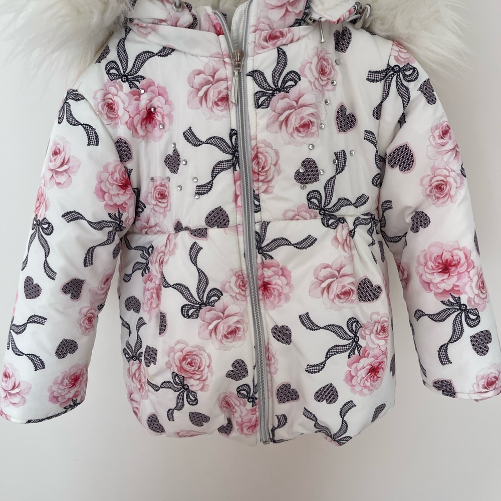 Floral Pink Kids Puffer Jacket